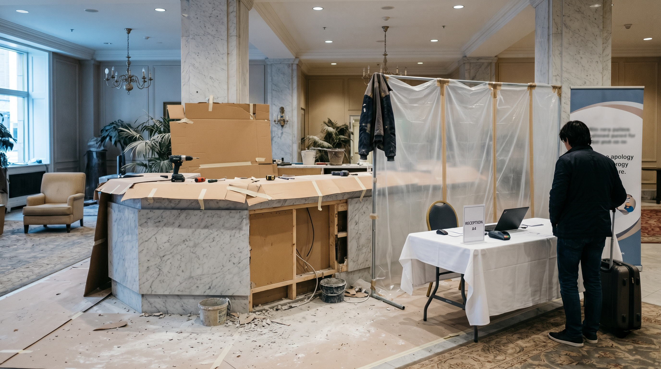 Recepcja hotelowa po odświeżeniu okleiną architektoniczną 3M DI-NOC / Coala Interior Film