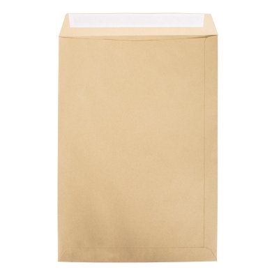 Koperta, jasny brąz, 100 g/m2, B4 250 x 353 mm, samoprzylepna z paskiem
