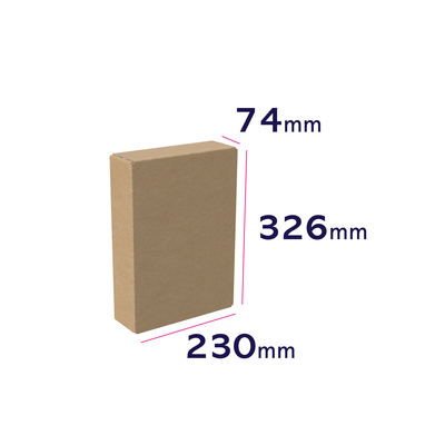 karton z samoprzylepnym zamknięciem 230 x 74 x 326 mm - wymiary