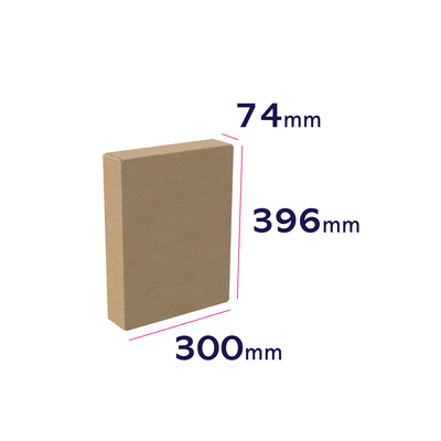 karton z samoprzylepnym zamknięciem 300 x 74 x 396 mm - wymiary