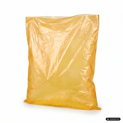 Worek foliowy, 60mic, żółty, 1200x1000mm, LDPE regranulat, paleta 5500 szt.