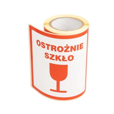 etykiety samoprzylepne - ostrożnie szkło